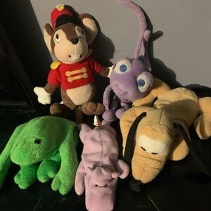 Lot Of 5 Vintage Disney Store & Beanie Babies Bean Bag Plush Timothy Pluto Dot